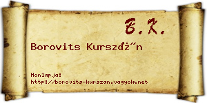 Borovits Kurszán névjegykártya